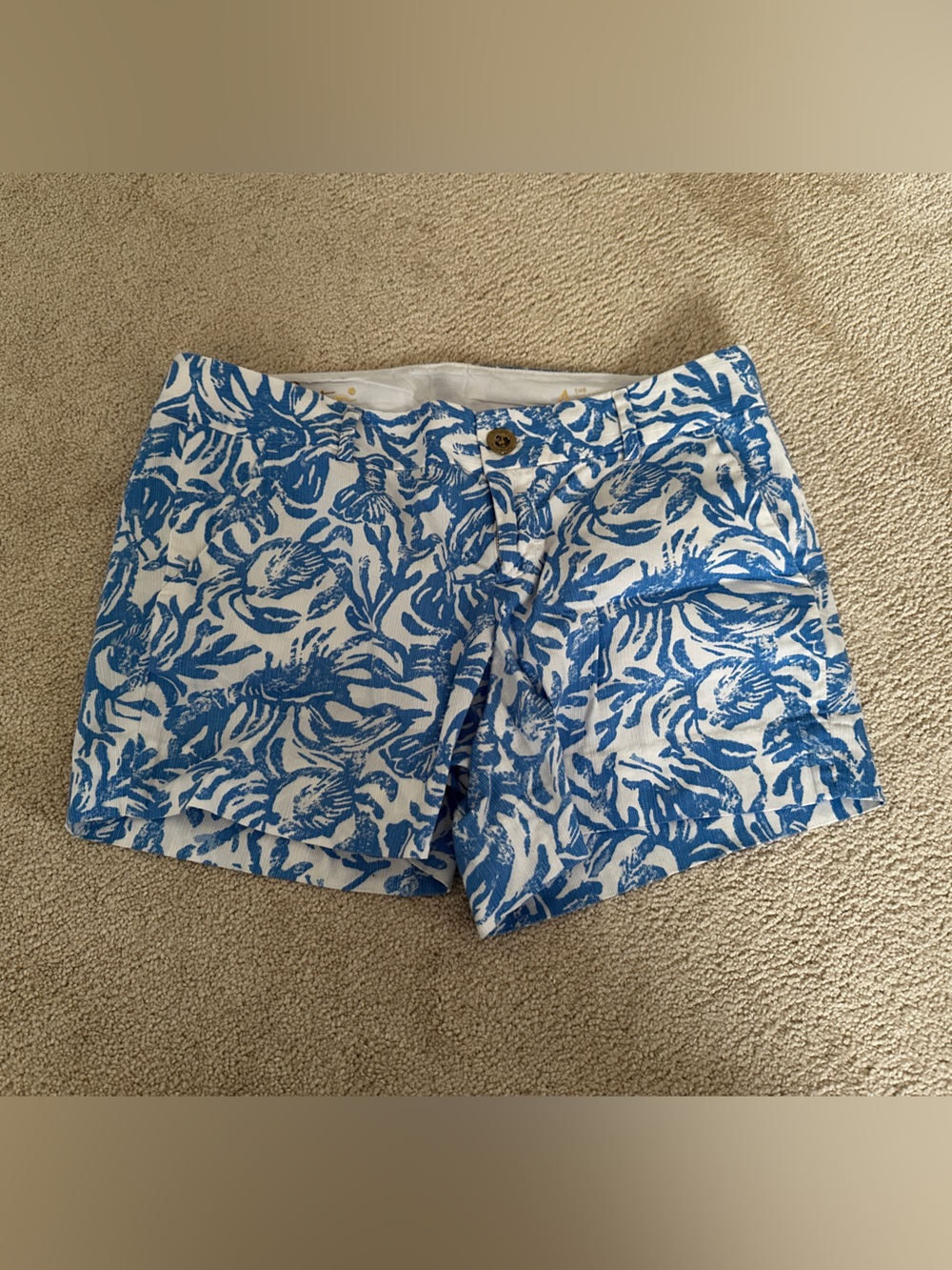 Blue and White Floral Print Shorts